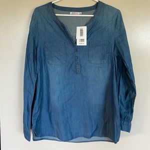Faux denim blouse